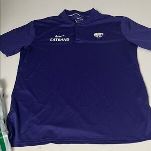 Nike Dri Fit Medium Cat Band K State Tigers Short Sleeve Purple Polo